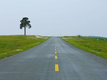 Road amidst green landscape against clear sky