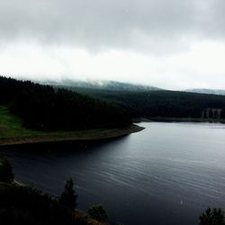 Scenic view of lake against cloudy sky