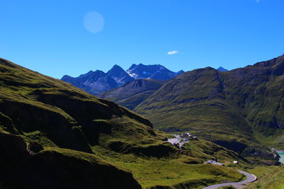 Scenic view of mountains against clear sky