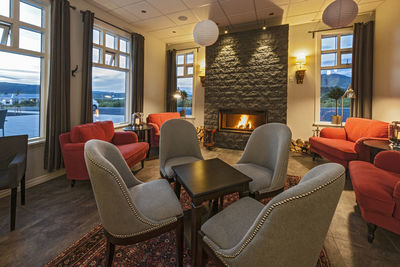 Lounge at luxury hotel in iceland