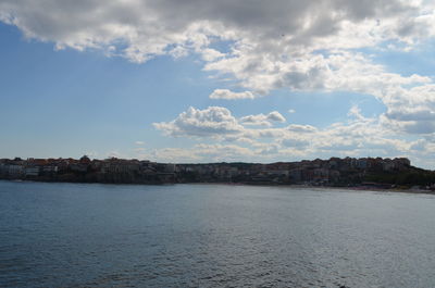 Scenic view of sea against cloudy sky