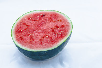 Close-up of strawberry against white background
