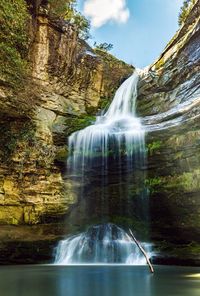 Scenic view of waterfall