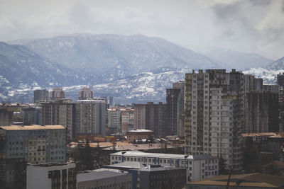 High angle view of cityscape against sky