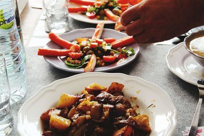 High angle view of food on table