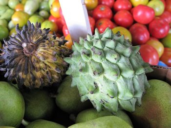 Close-up of various fruits for sale in market stall