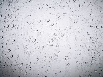 Full frame shot of raindrops on glass window