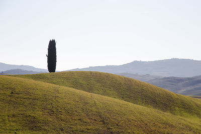 Scenic view of land against clear sky