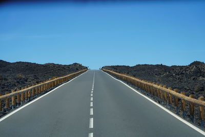 Empty road against clear sky