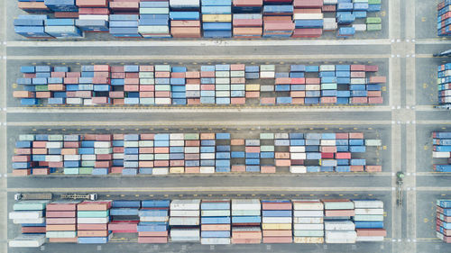 Aerial view of cargo container at port