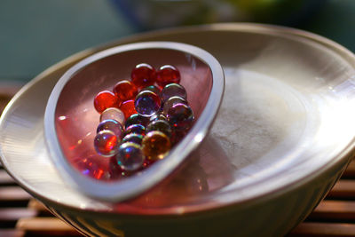 High angle view of breakfast in bowl on table