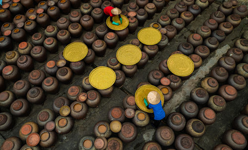 Close-up of various containers