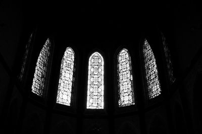 Low angle view of ornate window in building