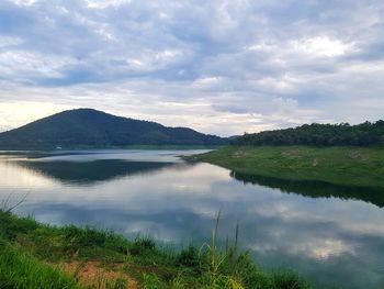 Scenic view of lake against sky