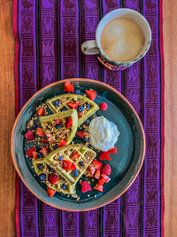 High angle view of food on table