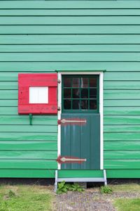 Closed door of green house