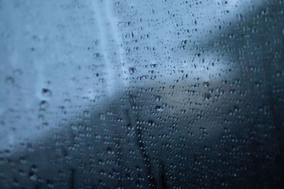 Full frame shot of raindrops on glass window