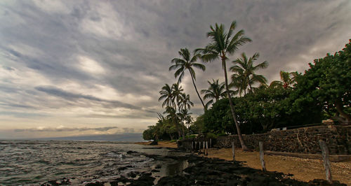 Scenic view of sea against sky at sunset