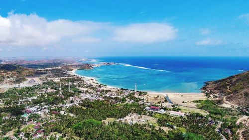 High angle view of beach against sky