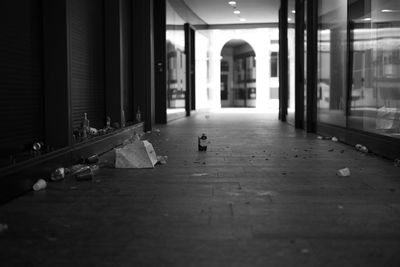 Empty messy corridor of building