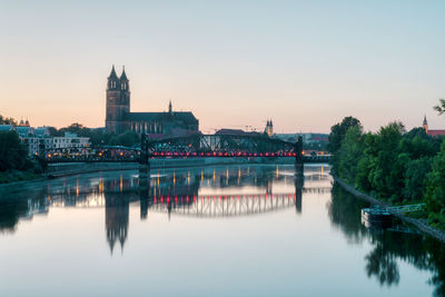 Bridge with reflections in magdeburg