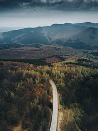 High angle view of road amidst landscape against sky