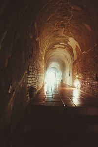 Interior of illuminated tunnel