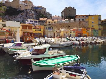 Boats in harbor