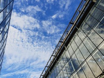 Low angle view of modern building against sky