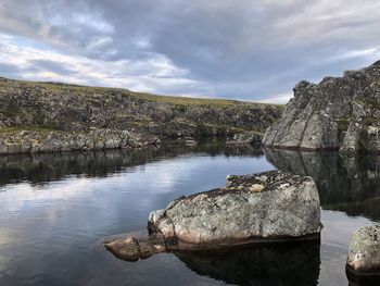 Scenic view of lake against sky