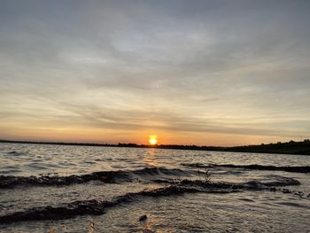 Scenic view of sea against sky during sunset