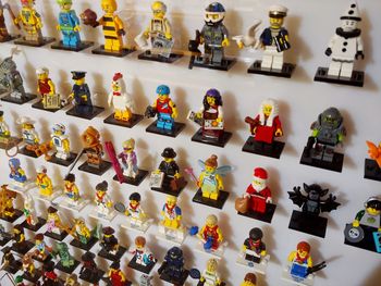 High angle view of various displayed for sale