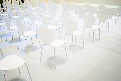 High angle view of empty seats