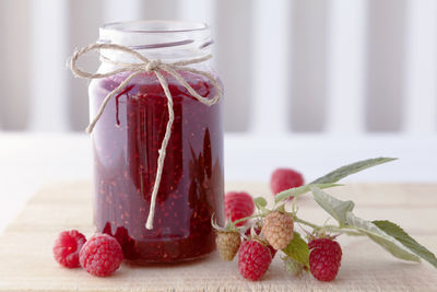 Close-up of raspberry jam