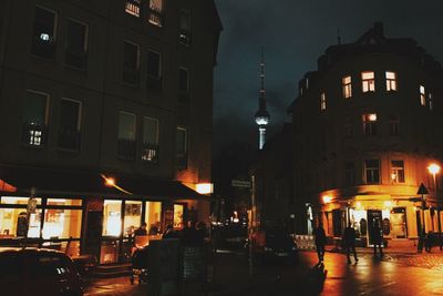 Illuminated building at night