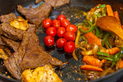 Close-up of food on barbecue grill
