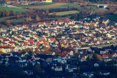 High angle shot of townscape