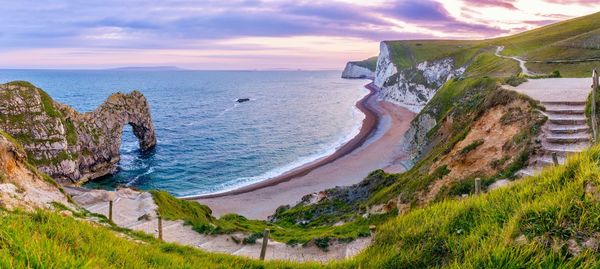 Scenic view of sea against sky during sunset