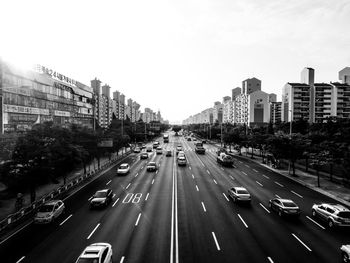 High angle view of traffic on city street