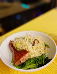 Close-up of food in plate on table