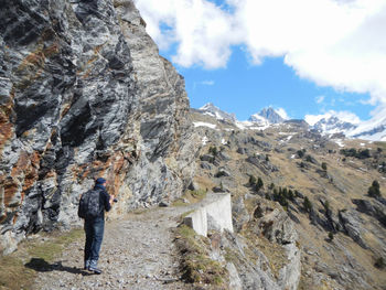 People hiking on mountain