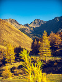 Scenic view of mountains against clear sky