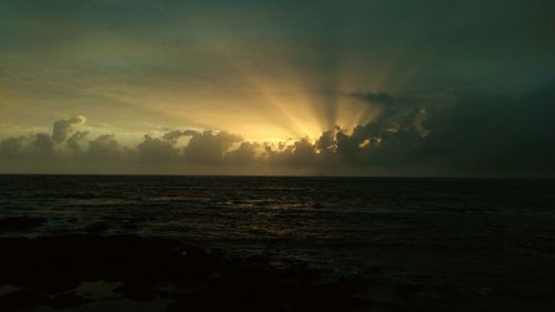 Scenic view of seascape against cloudy sky