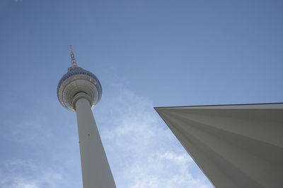 Low angle view of building against blue sky