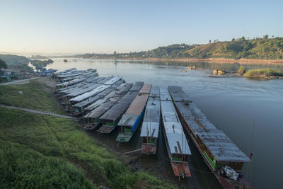 High angle view of river against clear sky