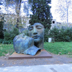 Close-up of statue against trees