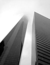 Low angle view of skyscrapers against clear sky