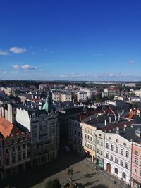 High angle view of cityscape against sky