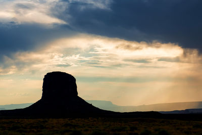 Silhouette landscape against sky during sunset