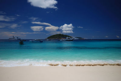Scenic view of sea against cloudy sky